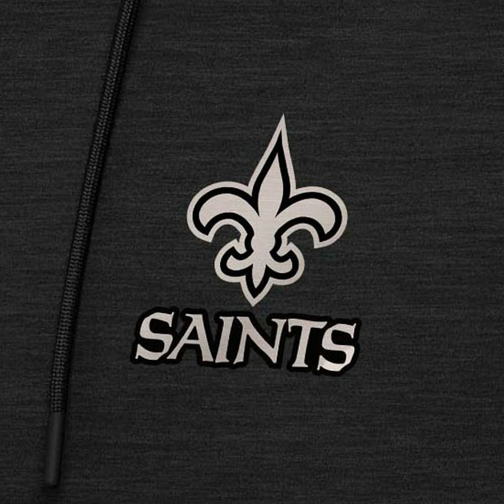 New Orleans Saints Antigua Spikes Raglan Quarter-Zip Hoodie Heather Black | NFL