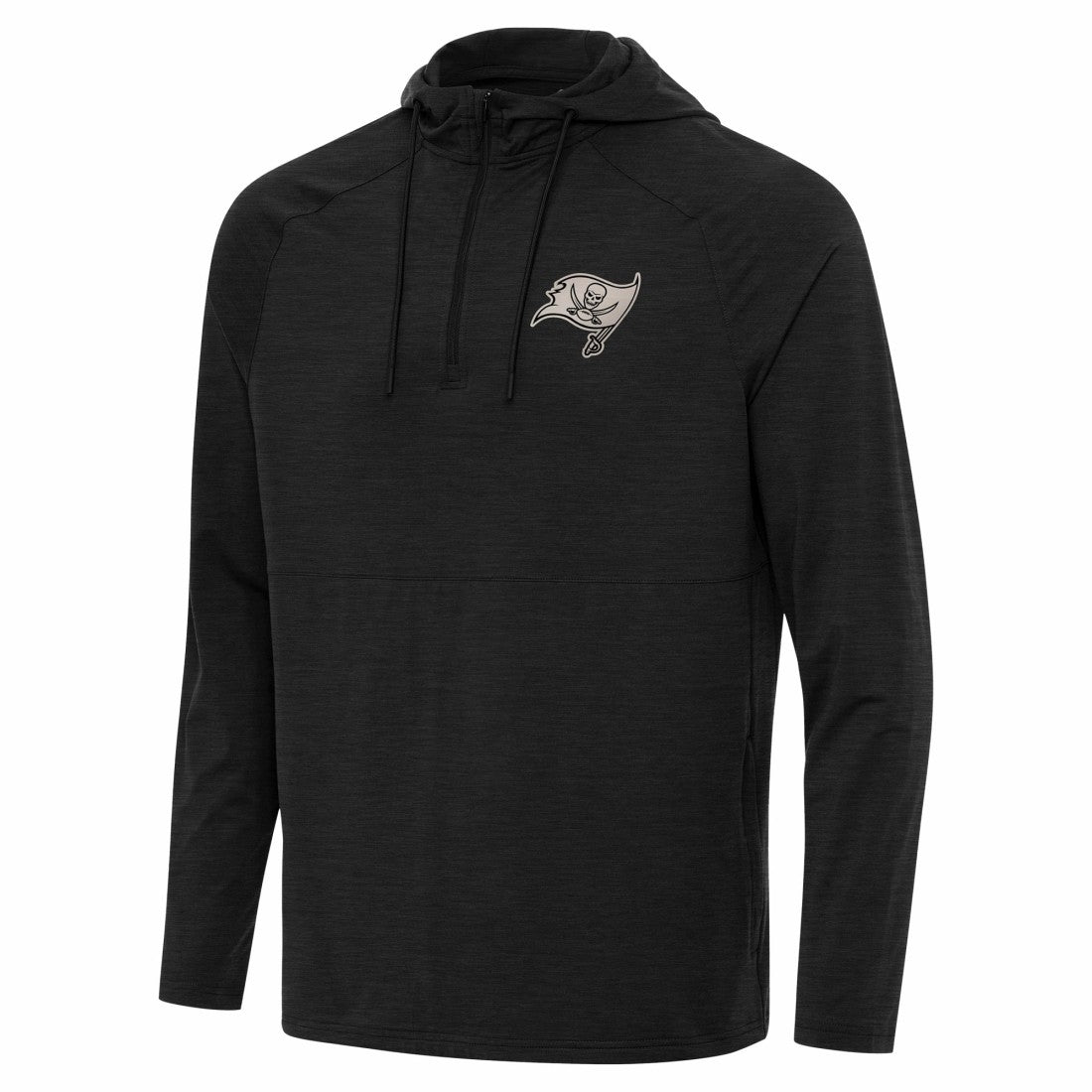 Tampa Bay Buccaneers Antigua Spikes Raglan Quarter-Zip Hoodie Heather Black | NFL