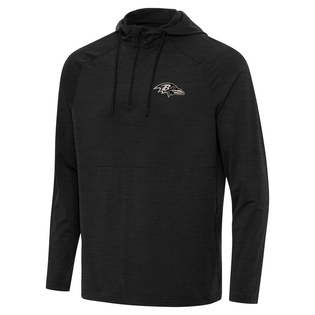 Baltimore Ravens Antigua Spikes Raglan Quarter-Zip Hoodie Heather Black | NFL