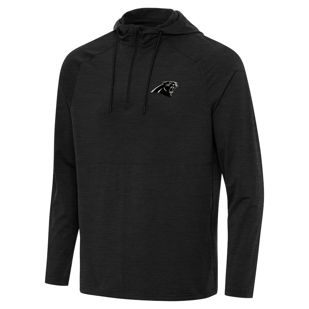 Carolina Panthers Antigua Spikes Raglan Quarter-Zip Hoodie Heather Black | NFL