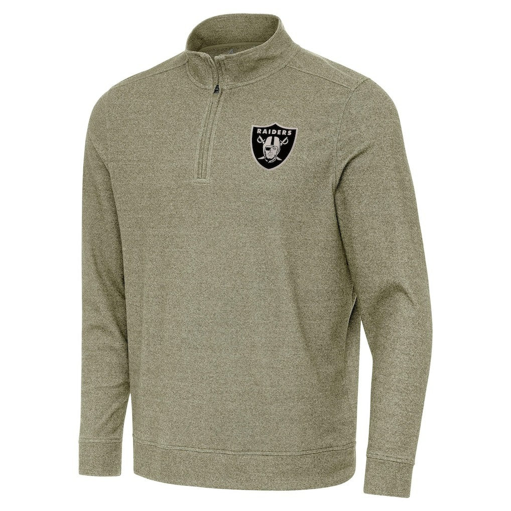 Las Vegas Raiders Antigua Subtle Quarter-Zip Top Heather Olive | NFL