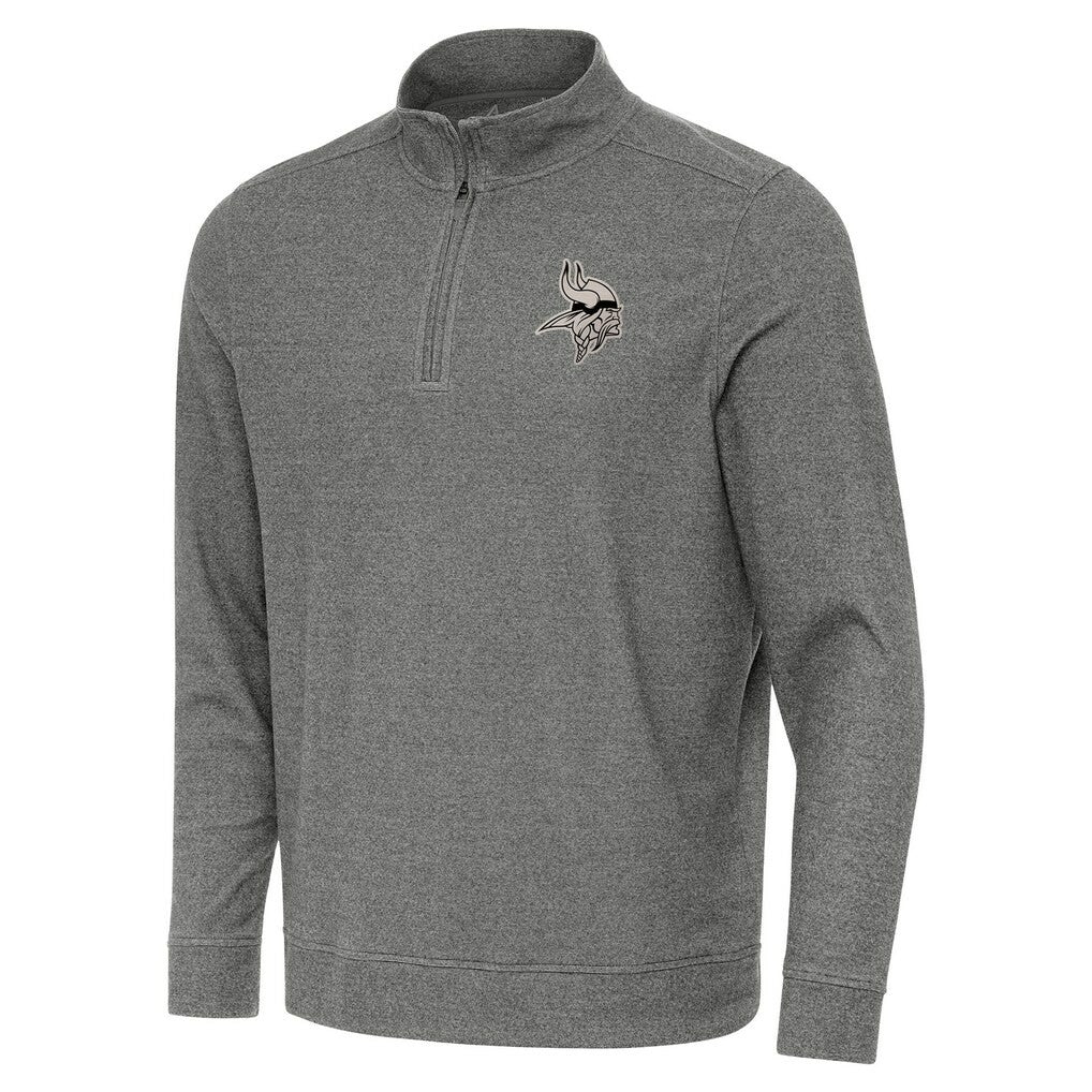Minnesota Vikings Antigua Subtle Quarter-Zip Top Heather Black | NFL