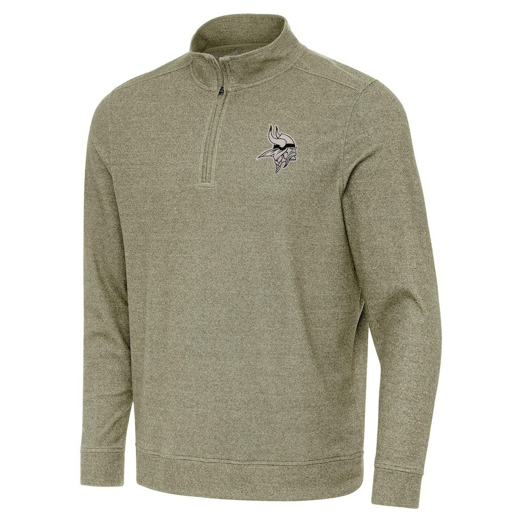 Minnesota Vikings Antigua Subtle Quarter-Zip Top Heather Olive | NFL