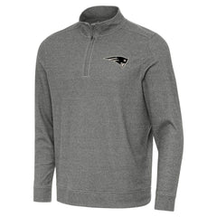 New England Patriots Antigua Subtle Quarter-Zip Top Heather Black | NFL