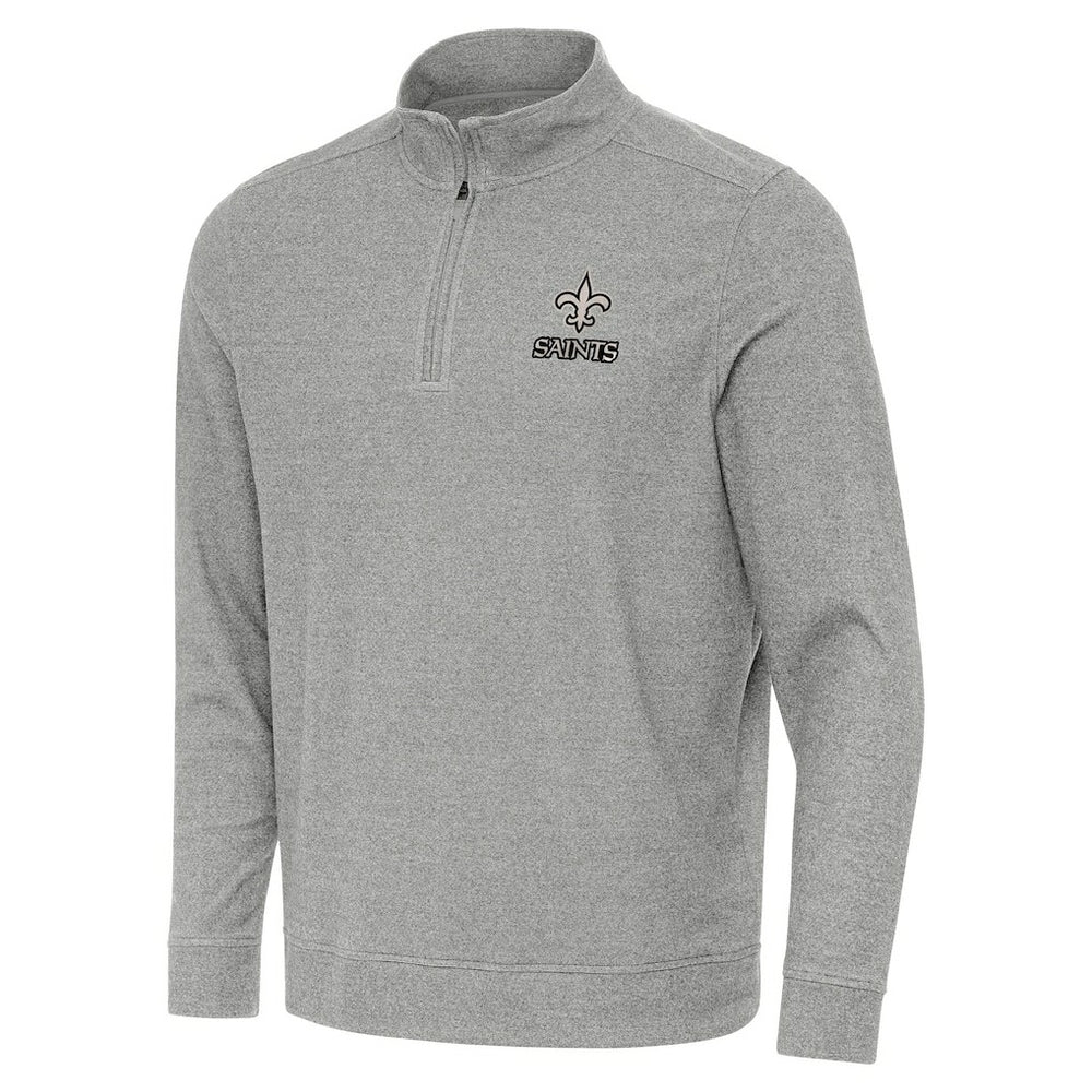 New Orleans Saints Antigua Subtle Quarter-Zip Top Heather Gray | NFL