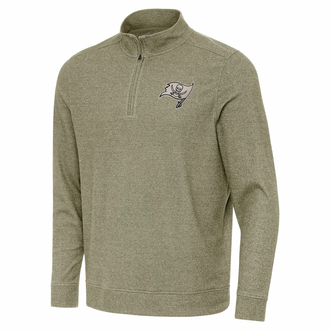 Tampa Bay Buccaneers Antigua Subtle Quarter-Zip Top Heather Olive | NFL