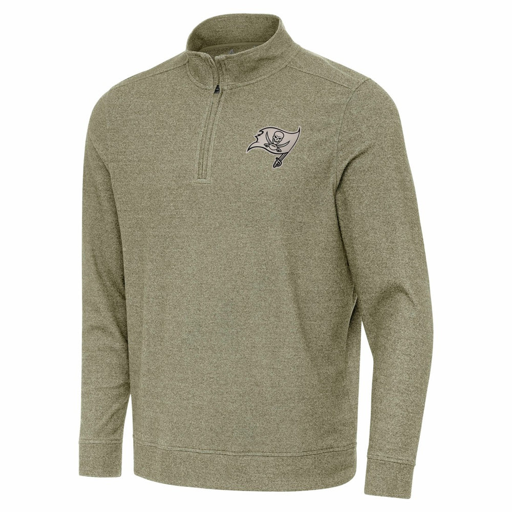 Tampa Bay Buccaneers Antigua Subtle Quarter-Zip Top Heather Olive | NFL