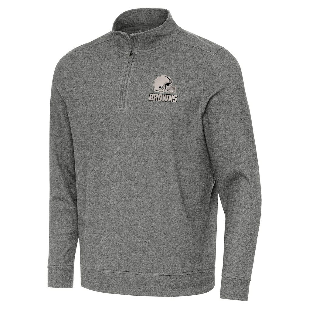 Cleveland Browns Antigua Subtle Quarter-Zip Top Heather Black | NFL