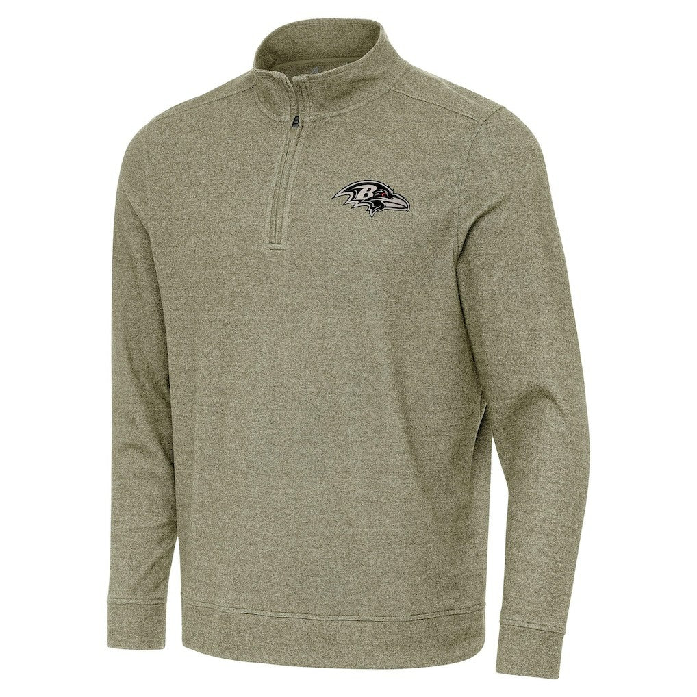Baltimore Ravens Antigua Subtle Quarter-Zip Top Heather Olive | NFL