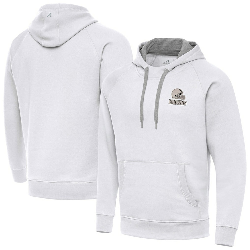 Cleveland Browns Antigua Brushed Carbon Victory Pullover Hoodie White | NFL