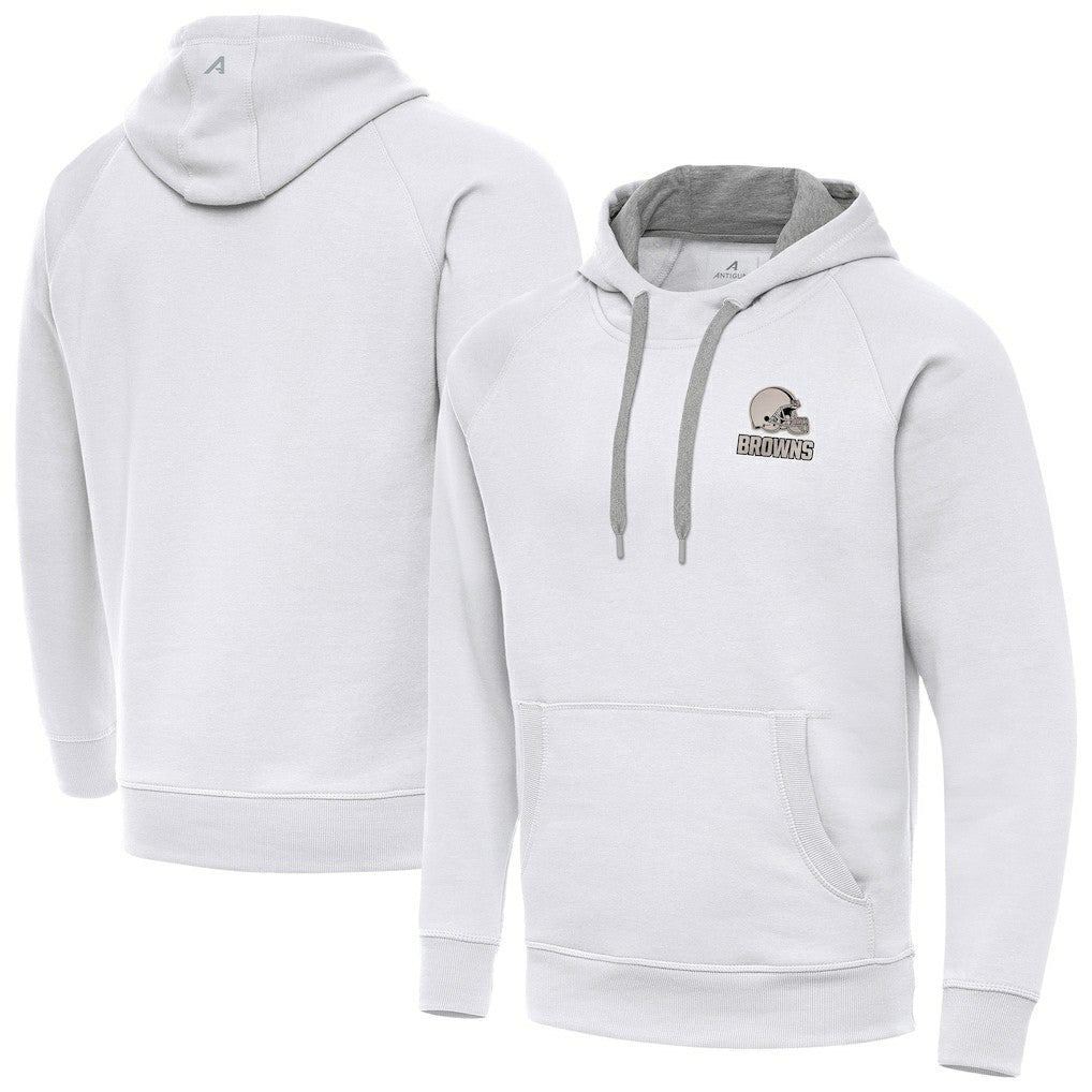 Cleveland Browns Antigua Brushed Carbon Victory Pullover Hoodie White | NFL