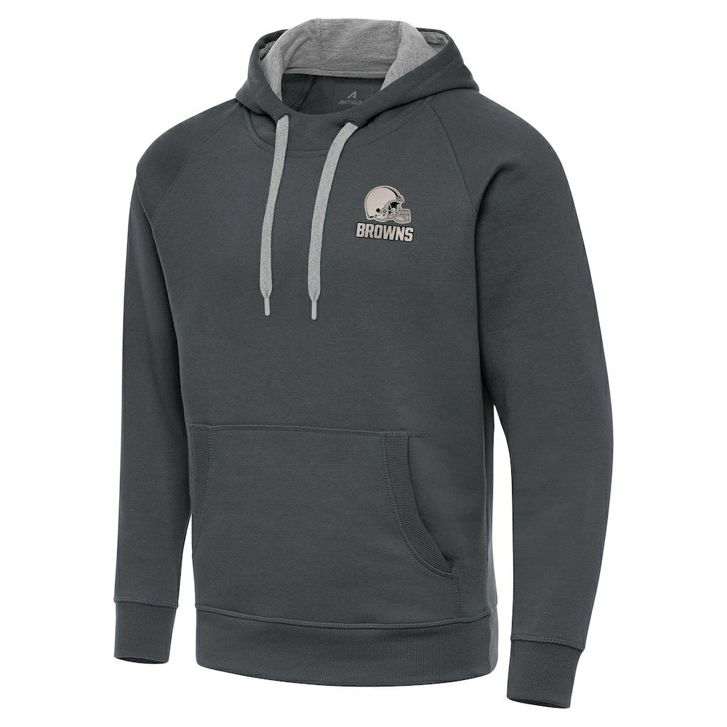 Cleveland Browns Antigua Brushed Carbon Victory Pullover Hoodie Charcoal | NFL