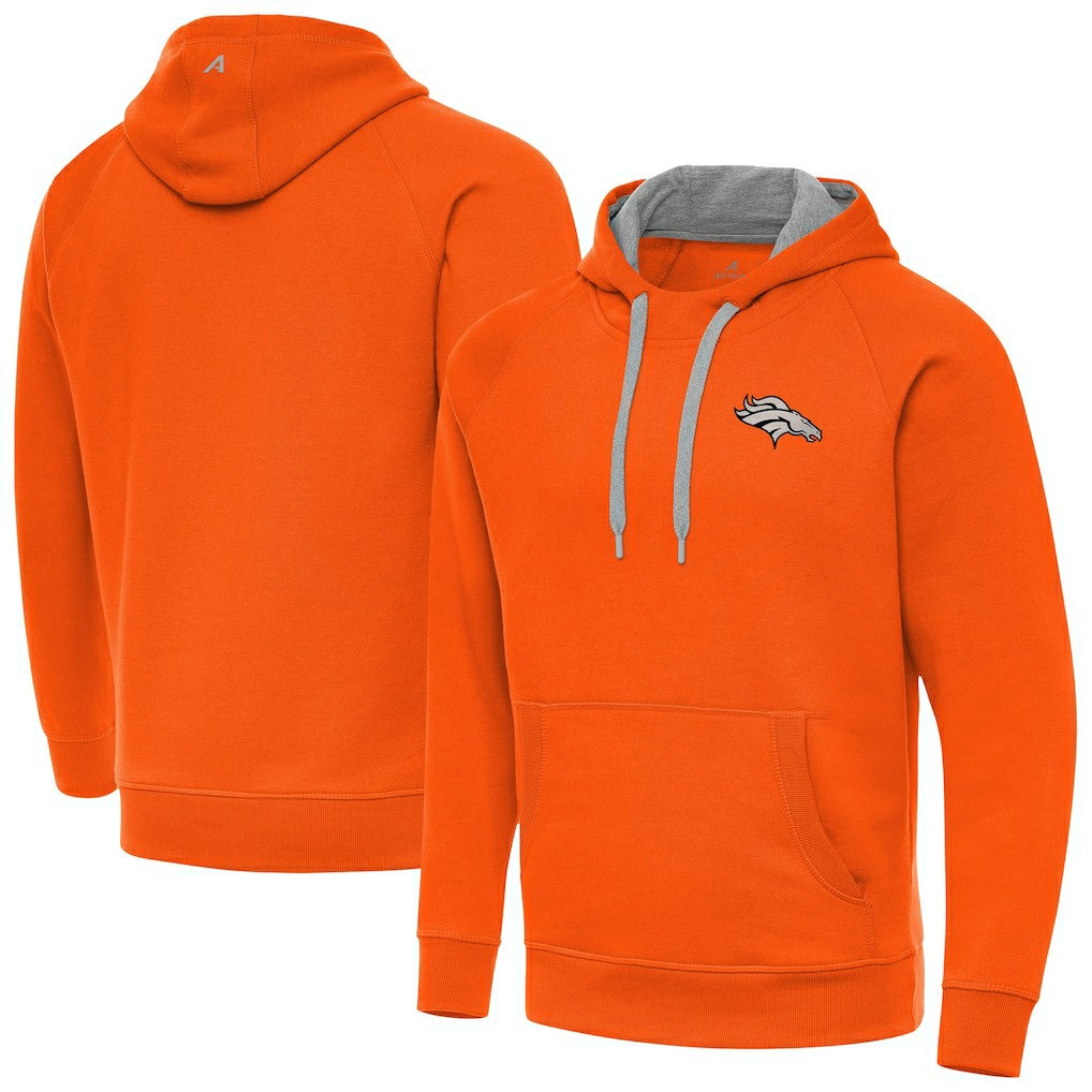 Denver Broncos Antigua Brushed Carbon Victory Pullover Hoodie Orange | NFL