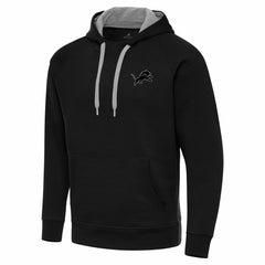 Detroit Lions Antigua Brushed Carbon Victory Pullover Hoodie Black | NFL