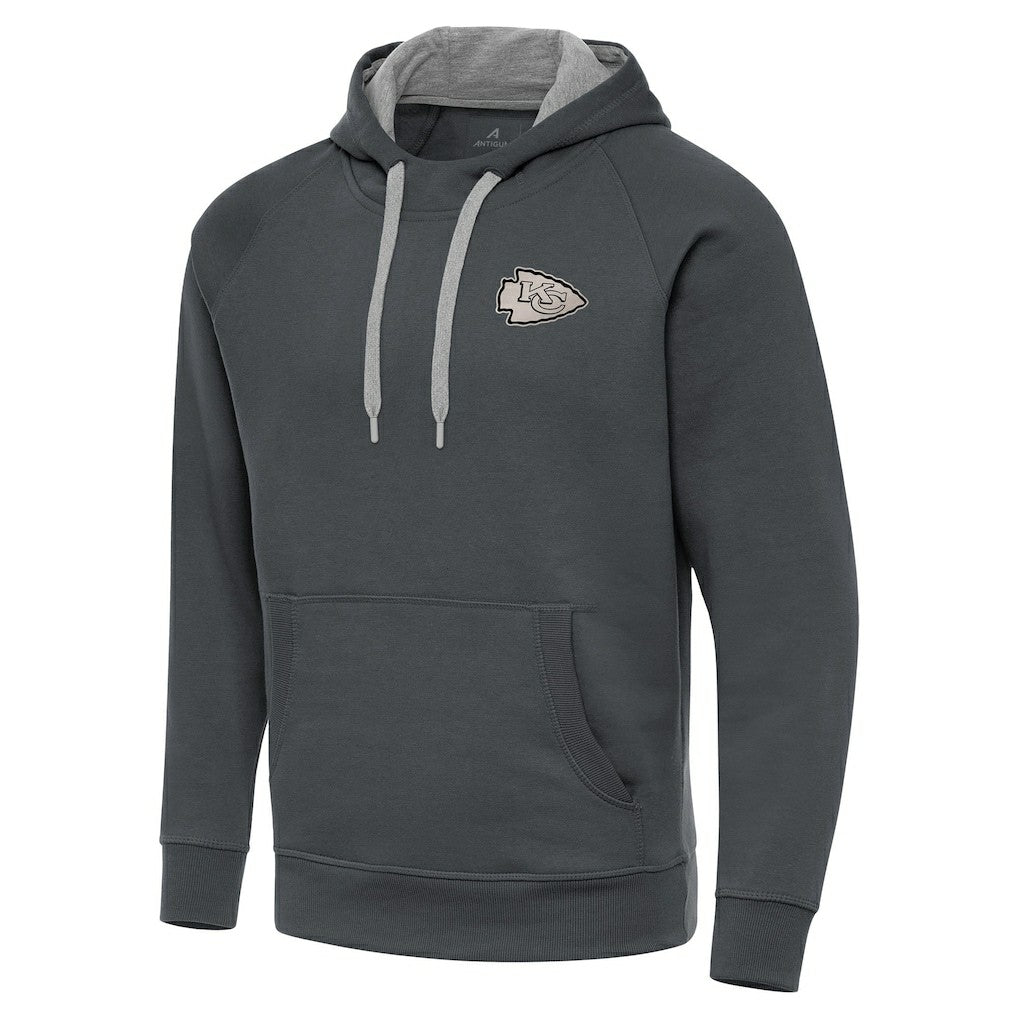 Kansas City Chiefs Antigua Brushed Carbon Victory Pullover Hoodie Charcoal | NFL