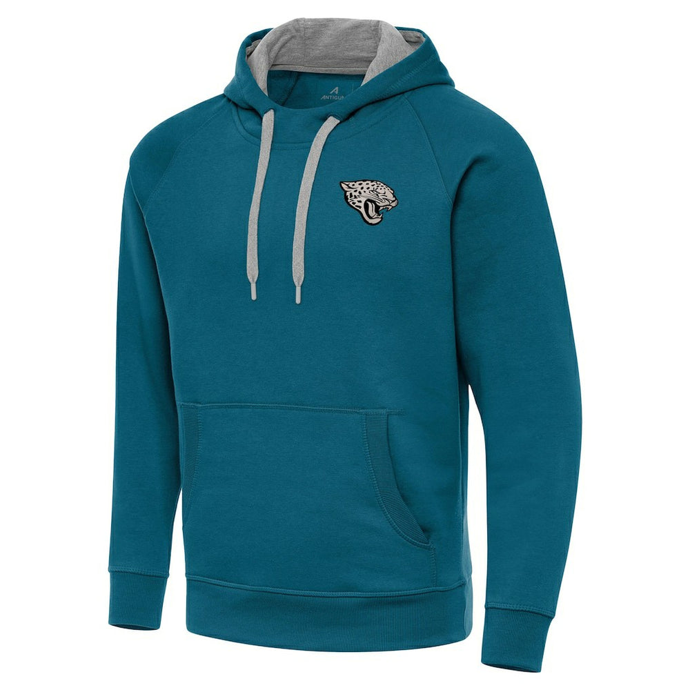 Jacksonville Jaguars Antigua Brushed Carbon Victory Pullover Hoodie Teal | NFL