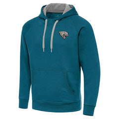 Jacksonville Jaguars Antigua Brushed Carbon Victory Pullover Hoodie Teal | NFL