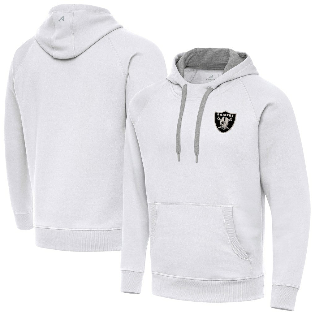 Las Vegas Raiders Antigua Brushed Carbon Victory Pullover Hoodie White | NFL