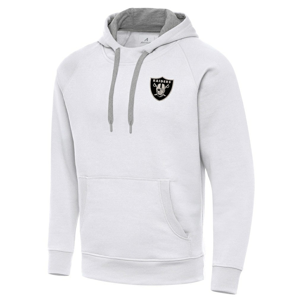 Las Vegas Raiders Antigua Brushed Carbon Victory Pullover Hoodie White | NFL