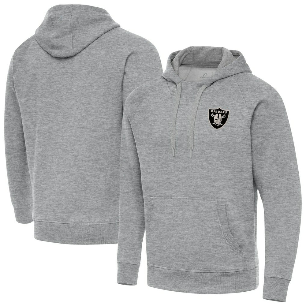 Las Vegas Raiders Antigua Brushed Carbon Victory Pullover Hoodie Heather Gray | NFL