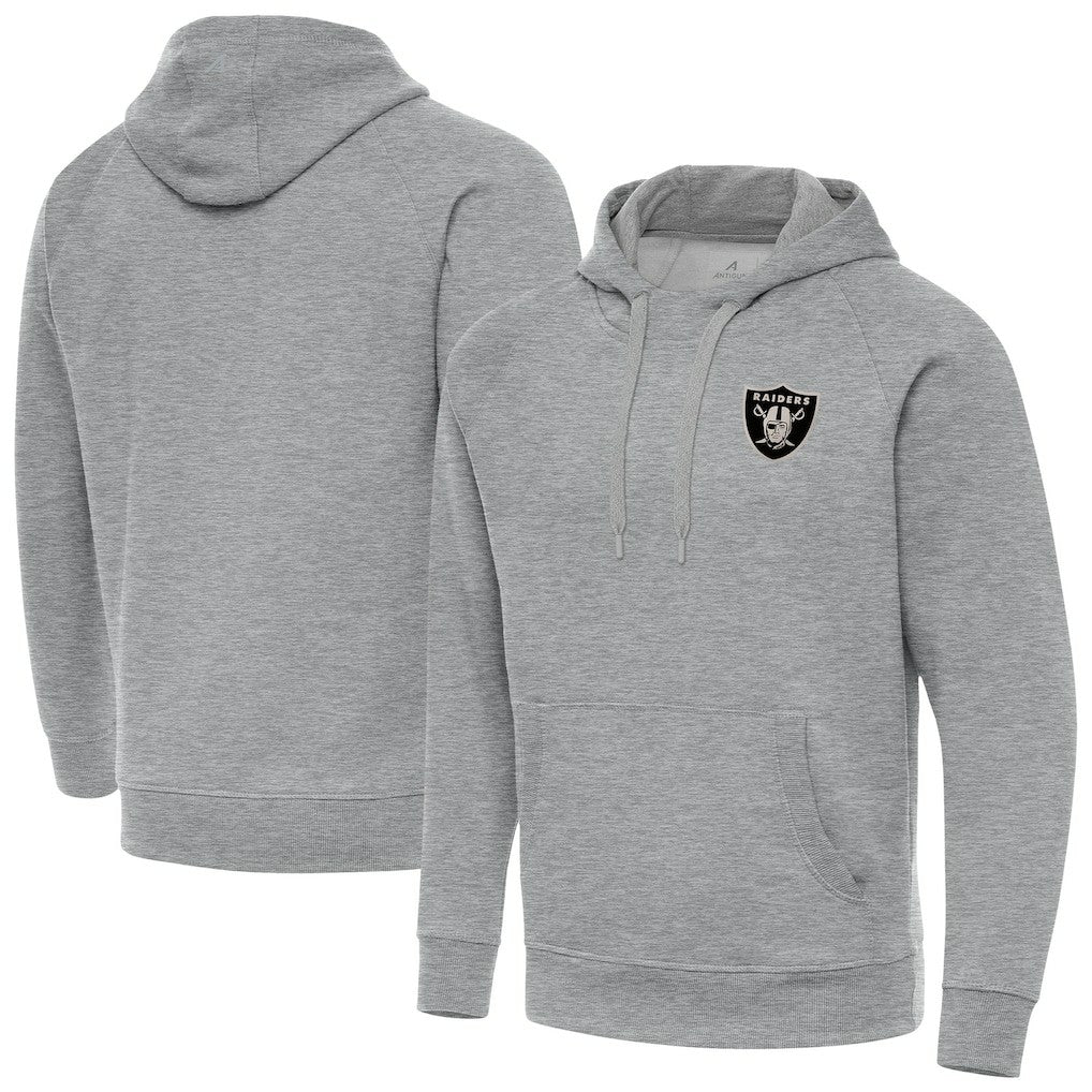 Las Vegas Raiders Antigua Brushed Carbon Victory Pullover Hoodie Heather Gray | NFL