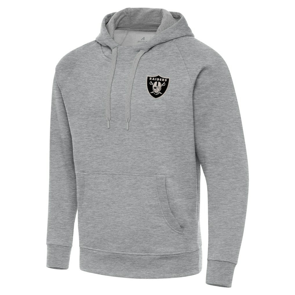 Las Vegas Raiders Antigua Brushed Carbon Victory Pullover Hoodie Heather Gray | NFL