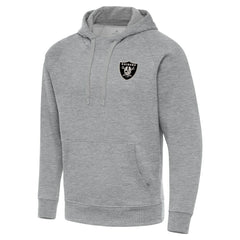 Las Vegas Raiders Antigua Brushed Carbon Victory Pullover Hoodie Heather Gray | NFL
