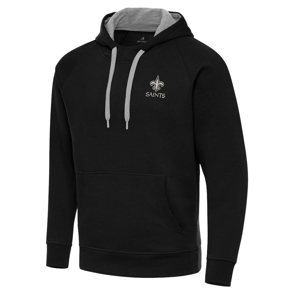 New Orleans Saints Antigua Brushed Carbon Victory Pullover Hoodie Black | NFL