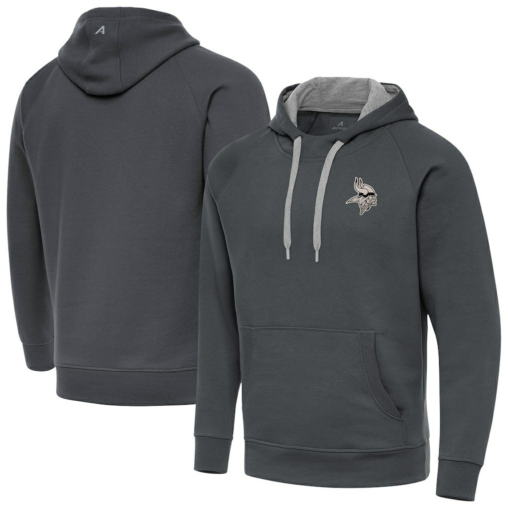 Minnesota Vikings Antigua Brushed Carbon Victory Pullover Hoodie Charcoal | NFL