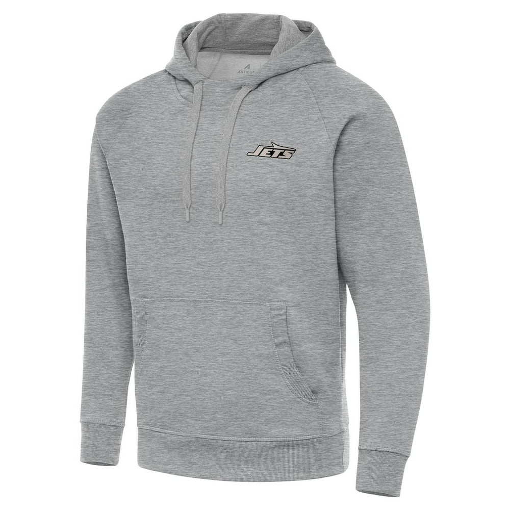 New York Jets Antigua Brushed Carbon Victory Pullover Hoodie Heather Gray | NFL