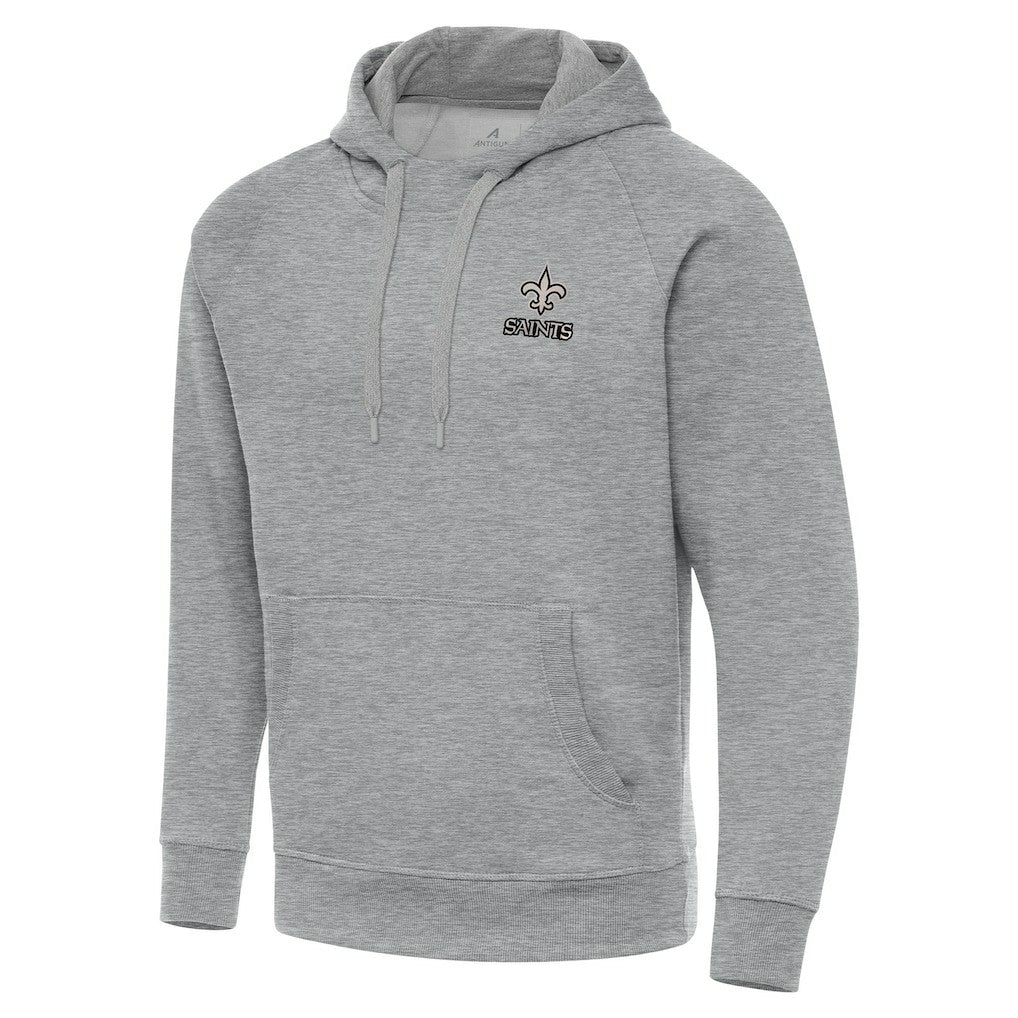 New Orleans Saints Antigua Brushed Carbon Victory Pullover Hoodie Heather Gray | NFL
