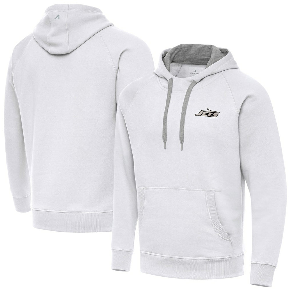 New York Jets Antigua Brushed Carbon Victory Pullover Hoodie White | NFL