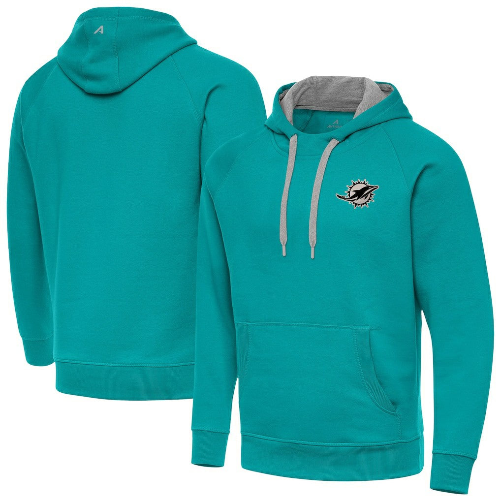 Miami Dolphins Antigua Brushed Carbon Victory Pullover Hoodie Aqua | NFL