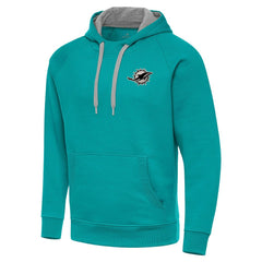 Miami Dolphins Antigua Brushed Carbon Victory Pullover Hoodie Aqua | NFL