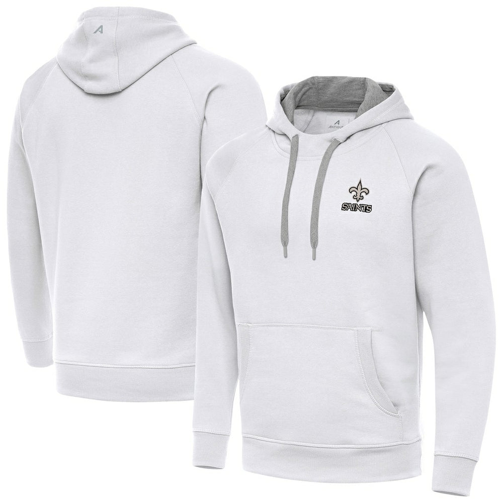 New Orleans Saints Antigua Brushed Carbon Victory Pullover Hoodie White | NFL