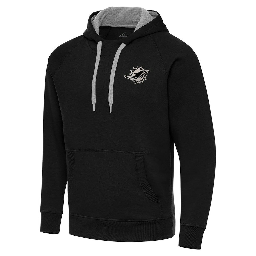 Miami Dolphins Antigua Brushed Carbon Victory Pullover Hoodie Black | NFL