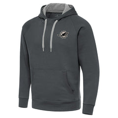 Miami Dolphins Antigua Brushed Carbon Victory Pullover Hoodie Charcoal | NFL