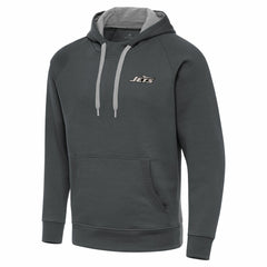 New York Jets Antigua Brushed Carbon Victory Pullover Hoodie Charcoal | NFL