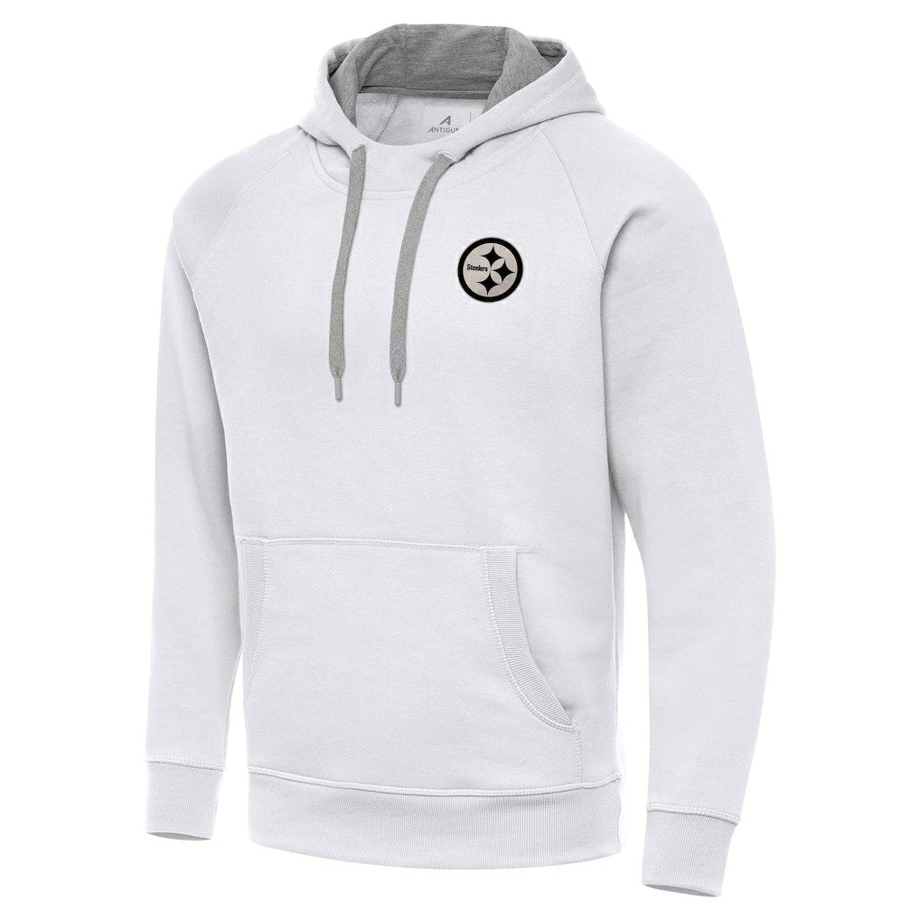 Pittsburgh Steelers Antigua Brushed Carbon Victory Pullover Hoodie White | NFL