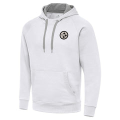 Pittsburgh Steelers Antigua Brushed Carbon Victory Pullover Hoodie White | NFL