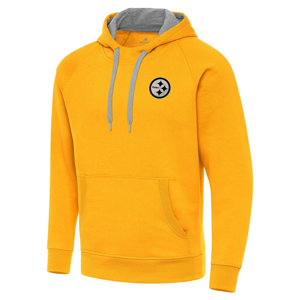 Pittsburgh Steelers Antigua Brushed Carbon Victory Pullover Hoodie Gold | NFL
