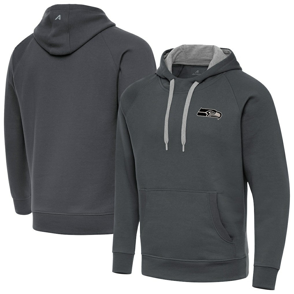 Seattle Seahawks Antigua Brushed Carbon Victory Pullover Hoodie Charcoal | NFL