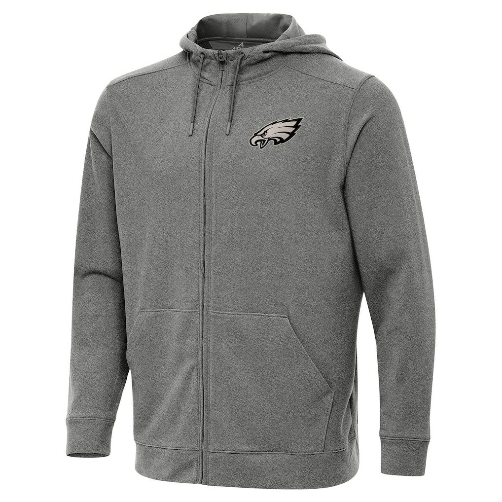Philadelphia Eagles Antigua Effortless Full-Zip Hoodie Jacket Heather Black | NFL