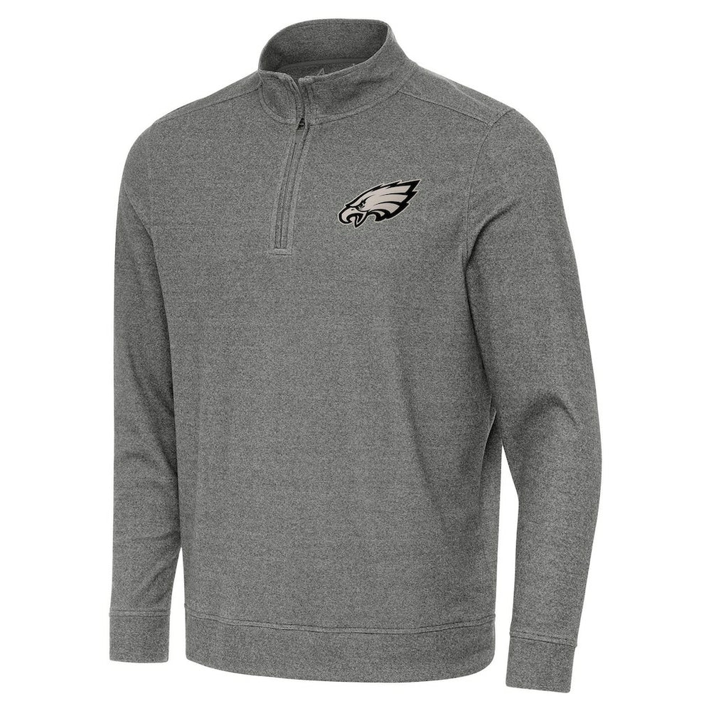 Philadelphia Eagles Antigua Subtle Quarter-Zip Sweatshirt Heather Black | NFL