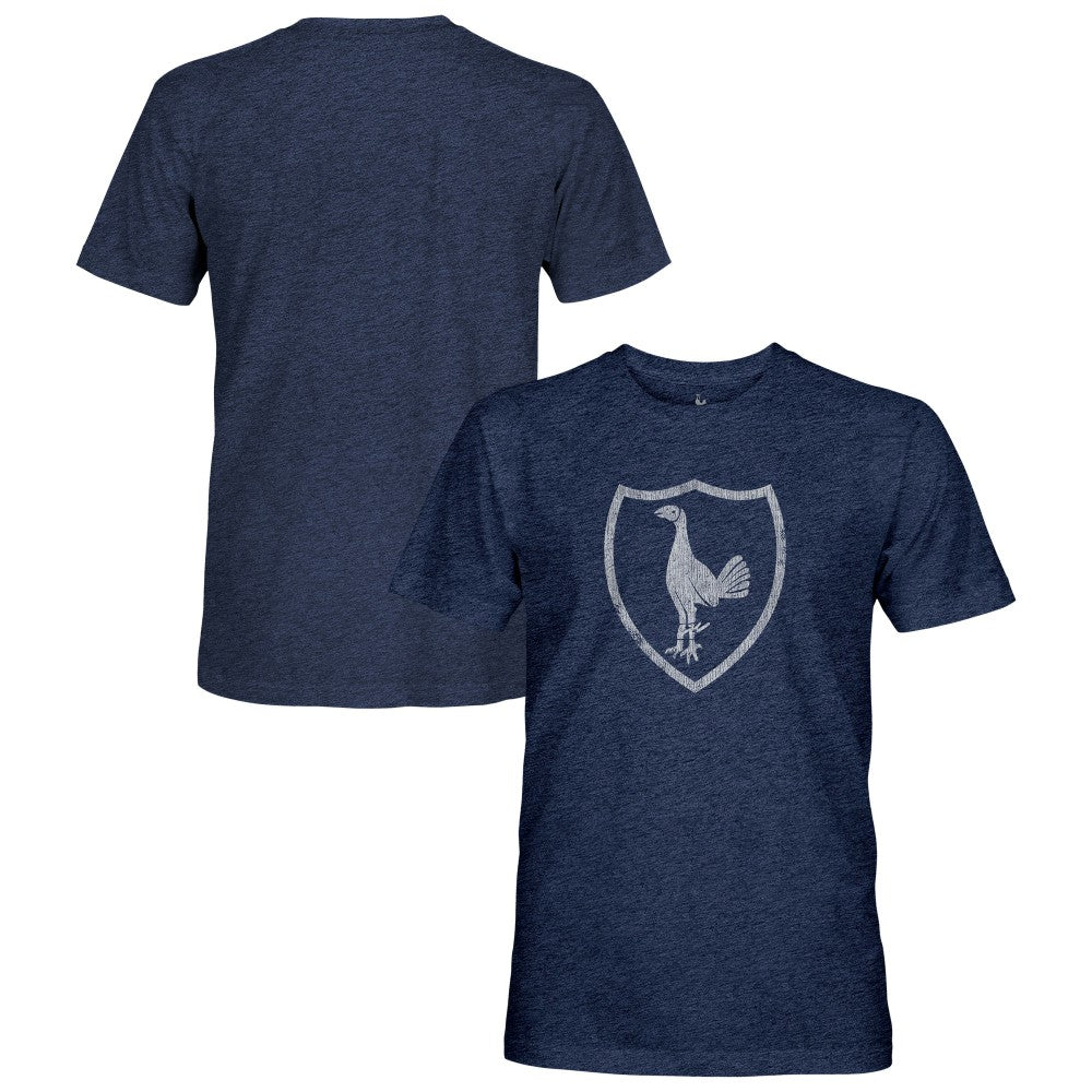 Tottenham Hotspur 1863FC Retro Monochrome Badge Vintage Tri-Blend T-Shirt Navy - FIFA World CUP
