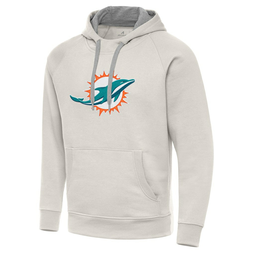 Miami Dolphins Antigua Victory Raglan Pullover Hoodie Cream | NFL