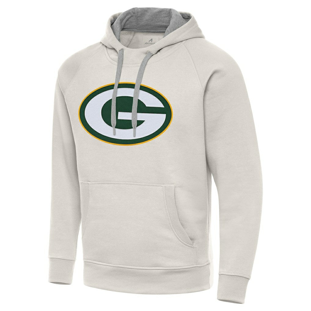 Green Bay Packers Antigua Victory Raglan Pullover Hoodie Cream | NFL