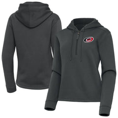 Carolina Hurricanes Antigua Women's Contemporary Quarter-Zip Hoodie - Pewter - NHL