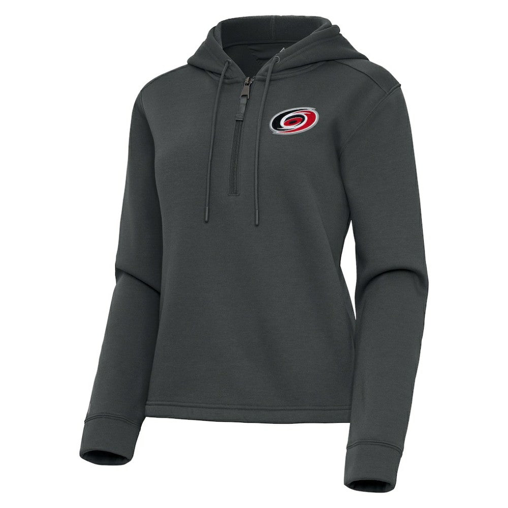 Carolina Hurricanes Antigua Women's Contemporary Quarter-Zip Hoodie - Pewter - NHL