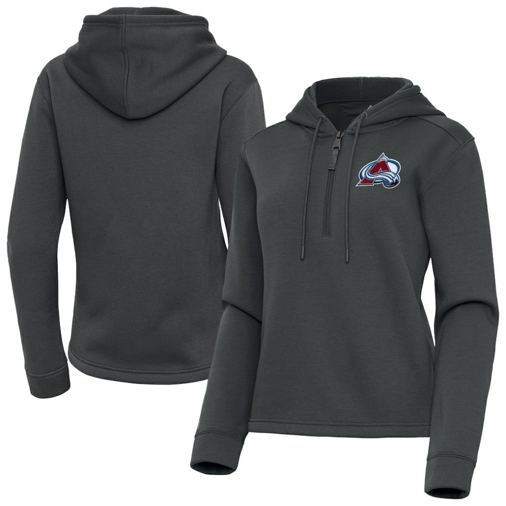 Colorado Avalanche Antigua Women's Contemporary Quarter-Zip Hoodie - Pewter - NHL